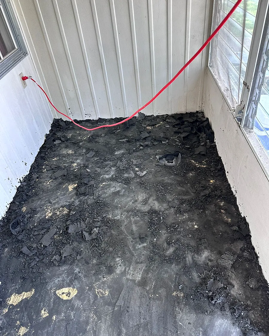 Sunroom floor — before